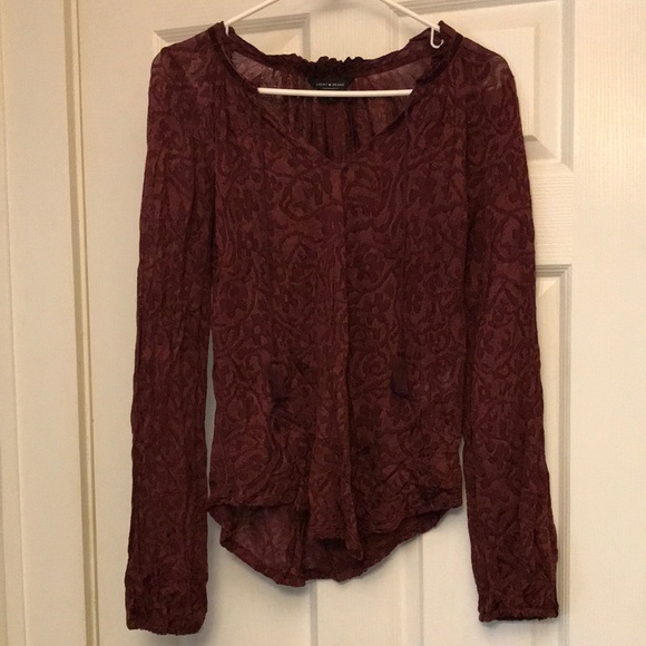 Lucky Brand semi sheer long sleeve blouse size small - Picture 2 of 15